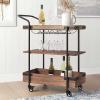 MOOWI Storage Shelf Industrial Vintage Style Wine Serving Bar Cart 3 Tier Home Rolling Rack with Wheels Mobile Kitchen Serving Cart, Wood Metal Serving Cart, Vintage Brown Storage Shelf Rack view 4