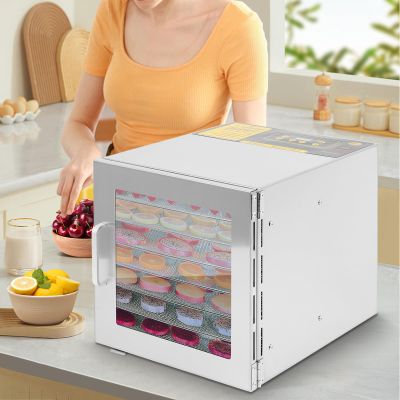 FAHKNS Food Dehydrator Machine, 8 Stainless Steel Trays, 700W Dehydrated Dryer, 190F Temperature Control, 24-Hour Timer, Dryer for dried meats, herbs, meats, beef, fruits and vegetables