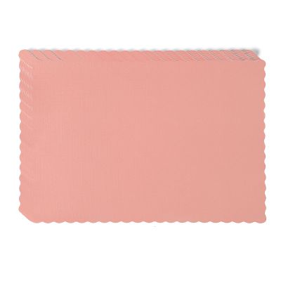 Fit Meal Prep 200 Pack Disposable Paper Placemats, 14 x 10 Inch Pink with Decorative Wavy Scalloped Edge for Restaurant Catering Dining Table, Baby Kids Birthday Parties