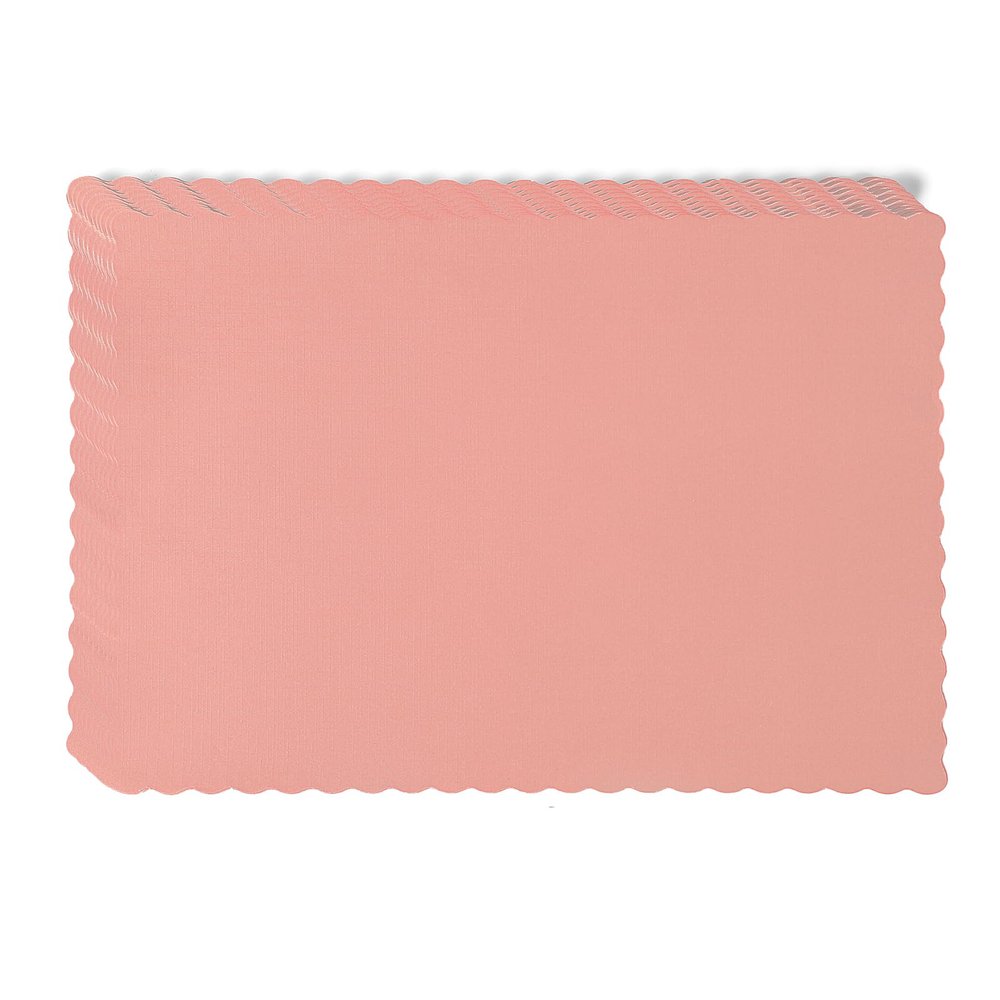 Fit Meal Prep 200 Pack Disposable Paper Placemats, 14 x 10 Inch Pink with Decorative Wavy Scalloped Edge for Restaurant Catering Dining Table, Baby Kids Birthday Parties