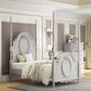 Acme Flora Transitional Floral Motifs Wooden Twin Bed with Poster in Gray view 2