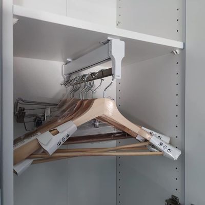 Closet Rod for Hanging Clothes, Bedroom Stainless Steel Wardrobe Rail Tube - Extendable Pull Out Closet Rod, 30-60cm Adjustable Wardrobe Rods, Sliding Closet Rod For Wardrobe, For Trousers Clothing St