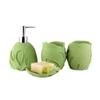 ERoomQ Bathroom Accessory Set Bathroom Accessories Set Leaf Shape Sandstone Bathroom Accessory Set 4 Pieces Bathroom Set Included Soap Dispenser Soap Tray Bath Accessory Set (Green) view 1