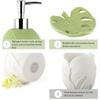 ERoomQ Bathroom Accessory Set Bathroom Accessories Set Leaf Shape Sandstone Bathroom Accessory Set 4 Pieces Bathroom Set Included Soap Dispenser Soap Tray Bath Accessory Set (Green) view 3