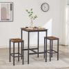 Bar Table Set, Pub Heigh Table with 2 Square Stools, Dining Table Set for Kitchen Breakfast, Bar, Dining Room, Living Room, Small Space (Rustic Brown) view 1