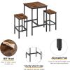 Bar Table Set, Pub Heigh Table with 2 Square Stools, Dining Table Set for Kitchen Breakfast, Bar, Dining Room, Living Room, Small Space (Rustic Brown) view 3