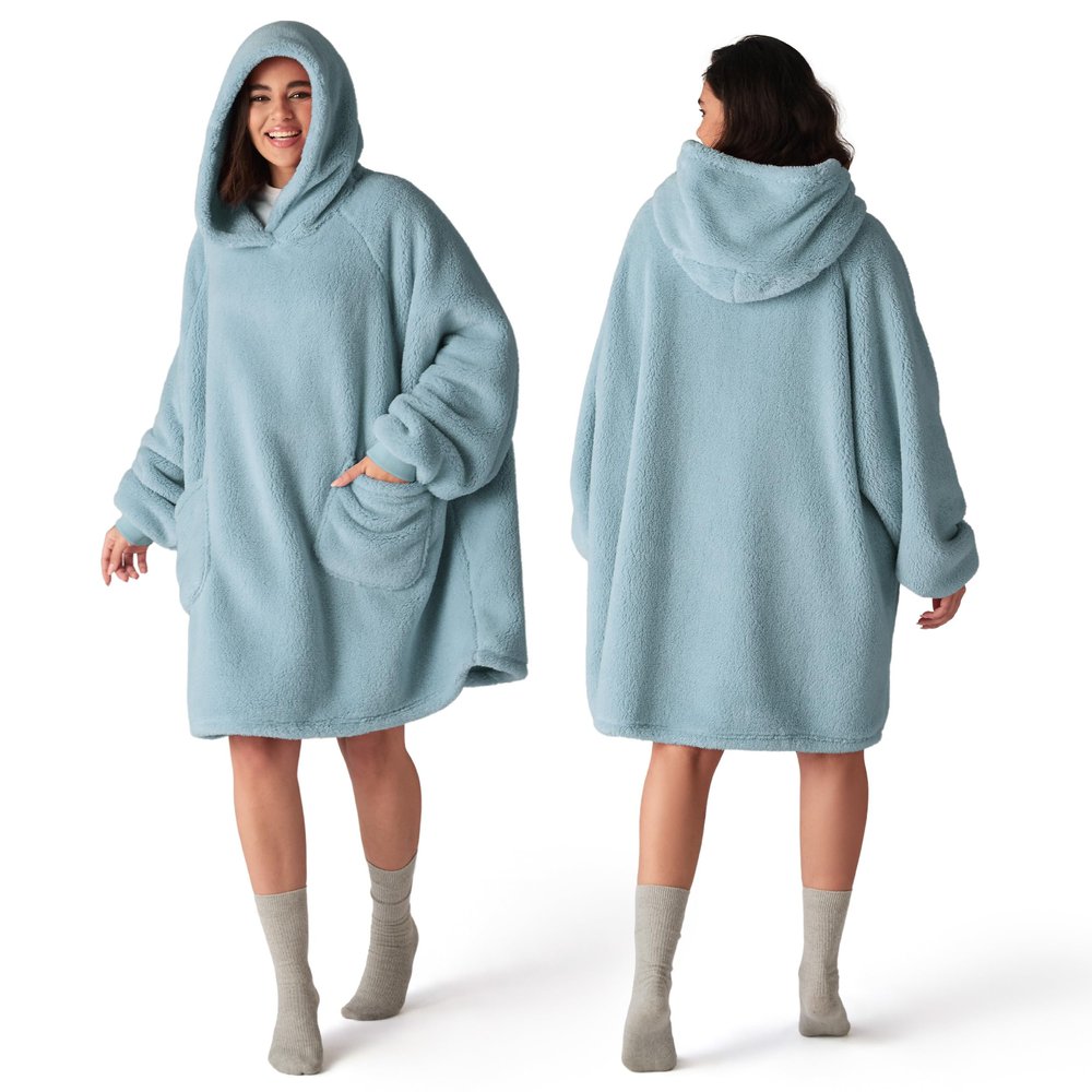 Bedsure Wearable Blanket Hoodie Gifts for Women, Warm Cozy Giant Hoodie Blanket Oversized Sweatshirt Present for Wife Mom Adult Women Men, Light Green