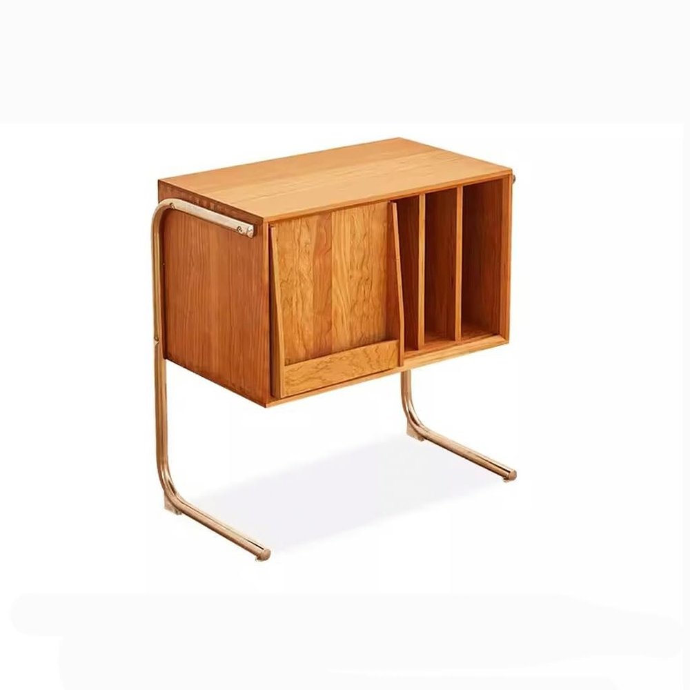 SONGCHAO Book Shelf Cherry Wood Bookcase Solid Wood Magazine Cabinet Bookshelf Side Table Bedroom Storage Cabinet Simple Log Cube Storage Organizer
