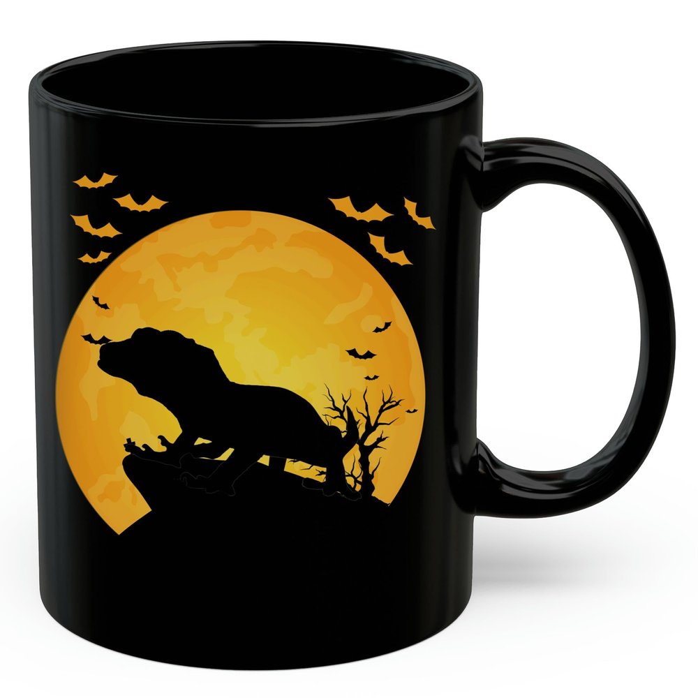Lovesout Gargoyle Gecko Silhouette Halloween Moonlight Coffee Mug Black Ceramic 11oz Pet Owner Gifts