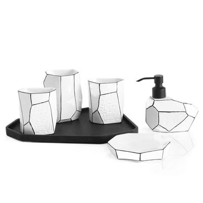 ERoomQ Bathroom Accessory Set Bathroom Accessories Set Ceramics Bathroom Accessories Set Soap Dispenser/Toothbrush Holder/Tumbler/Soap Dish Creative Home Gift Bath Accessory Set (6pcs)