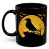 European Goldfinch Silhouette Halloween Moonlight Coffee Mug Black Ceramic 11oz Wild Animal Lover Gifts view 2