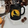European Goldfinch Silhouette Halloween Moonlight Coffee Mug Black Ceramic 11oz Wild Animal Lover Gifts view 3