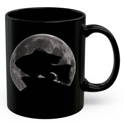 Lovesout Bolivian Ram Cichlid Silhouette Moon Night Coffee Mug Black Ceramic 11oz Pet Owner Gifts