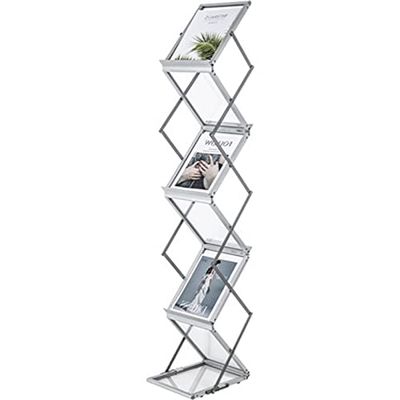 XUAJTIUO Floor-Standing Magazine Rack Aluminum Alloy Folding Data Rack Landing Exhibition Publicity Display Pictures Book Shelf Newspapers and Magazine Racks Magazine Display Rack/Brochure Stand