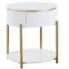 Acme Daveigh Contemporary Wooden/Metal End Table in White High Gloss and Gold view 1