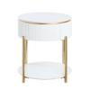 Acme Daveigh Contemporary Wooden/Metal End Table in White High Gloss and Gold view 3