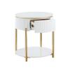Acme Daveigh Contemporary Wooden/Metal End Table in White High Gloss and Gold view 4