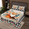 Manfei Cute Fox Kids Bedspread Queen Size, Mushroom Flower Leaf Coverlet Set for Boys Girl Room Decor, Rustic Farmhouse Wooden Planid Quilted Coverlet with 2 Pillowcases, Soft Polyester Bedding Quilt view 1