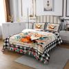 Manfei Cute Fox Kids Bedspread Queen Size, Mushroom Flower Leaf Coverlet Set for Boys Girl Room Decor, Rustic Farmhouse Wooden Planid Quilted Coverlet with 2 Pillowcases, Soft Polyester Bedding Quilt view 2