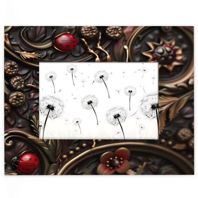 Mintoprints Vintage Ladybirds 4x6 Picture Frame, Red Ladybugs Wood Photo Frame for Table Top Display and Wall Mounting 4x6 Vertical Picture Frame
