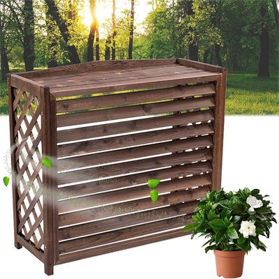 air Conditioner Fence for Outside Units Solid Wood Air Conditioner Fence Screen, Outdoor Air Conditioner Cover, Courtyard Flower Stand Display, Shutter Design/Shelf Plant Storage (Size : 120X57X100C