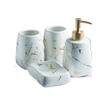ERoomQ Bathroom Accessory Set Bathroom Accessories Set Marble Look Bathroom Vanity Countertop Accessory Set Creative Ceramics Bath Set for Housewarming Gift Bath Accessory Set (White 4pcs) view 1