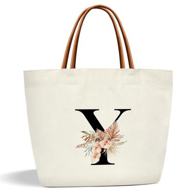 Boho Monogram Initial Y Tote Bags for Women, Personalized Canvas Tote Bags Monogrammed Gifts for Women Birthday Wedding Gifts for Mom Sister Teacher Friend Bridesmaid, Beach Bag Shopping Handbag -ZM23