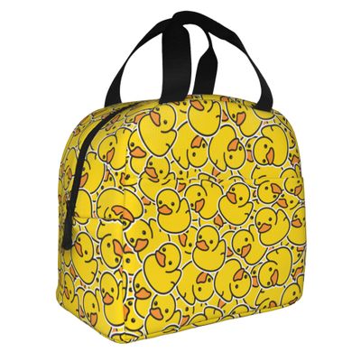 YOZIRIBO Kids Lunch Box Lunch Bag for Girls Boys Women, Reusable Insulated Lunch Tote Bag for School, Leakproof Thermal Cooler Sack Food Handbags for Work Picnic Camping Travel (Yellow Duck)