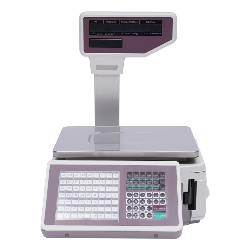 BANLICALI 30kg Digital Price Computing Scale, Commercial Food Scale with Dual Printing Modes and Double-Sided Display, 5g/0.011 lbs Accurate Digital Computing Scale for Farmers' Markets Retail White