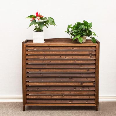 air conditioner fence for outside units Wooden Air Conditioner Cover Outdoor Radiator Cover Solid Wood Space Divider Trash Can Enclosure Hid Air Conditioner Rack Flower Stand ( Size : 85X35X75Cm/33.4