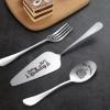 Happy 30th Birthday Personalized Laser-Engraved Stainless Steel Birthday Party Utensil Set - Cake Server, Spoon, and Fork for Son Daughter Husband Wife view 2