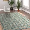 Cartoon Style Flower Area Rug for Living Room Bedroom Decor Boho Florals Trendy Low Pile Carpets Non-Slip Green Indoor Mats 2' x 3' view 1