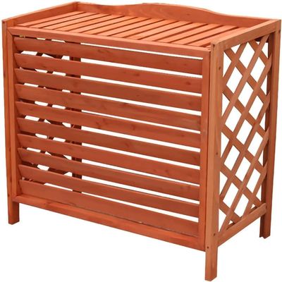 air Conditioner Fence for Outside Units Wooden Air Conditioner Cover Flower Stand Outdoor Air Conditioner Fence Solid Wood Trash Can ScreensAC Covers for Outside Units