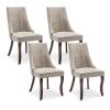 cinkehome Wingback Dining Chairs Set of 4, Uphostered Linen Fabric Dining Room Chairs with Solid Wood Legs, High Back Side Chairs for Home Kitchen Resturant Guest, Beige view 1