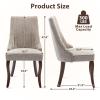 cinkehome Wingback Dining Chairs Set of 4, Uphostered Linen Fabric Dining Room Chairs with Solid Wood Legs, High Back Side Chairs for Home Kitchen Resturant Guest, Beige view 2