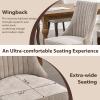 cinkehome Wingback Dining Chairs Set of 4, Uphostered Linen Fabric Dining Room Chairs with Solid Wood Legs, High Back Side Chairs for Home Kitchen Resturant Guest, Beige view 3