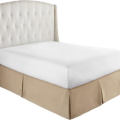 Texonic Split Corner Bed Skirt 13 Inch Drop Short Queen Size 100% Egyptian Cotton Wrinkle and Fade Resistant Long Staple Premium 600 Thread Count Taupe Solid
