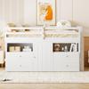 Merax Twin Size Loft Bed with 4 Drawers, Wood Twin Loft Bed Frame with Underneath Cabinet and Shelves, White view 3