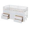 Merax Twin Size Loft Bed with 4 Drawers, Wood Twin Loft Bed Frame with Underneath Cabinet and Shelves, White view 4