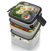NONHAI Daisy Flowers Bento Box Adult Lunch Box Double Layer Insulated Bento Lunch Boxes with Spoon Stackable Salad Lunch Containers Versatile Leak-Proof Lunchbox for Adults 1000 Ml view 4