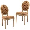 HMFULE French Country Dining Chairs Set of 2, Farmhouse Chair with Nailhead Trim and Solid Wood Legs, Vintage PU Leather Dining Chair for Kitchen Dining Room Living Room Restaurant Orange view 1