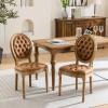 HMFULE French Country Dining Chairs Set of 2, Farmhouse Chair with Nailhead Trim and Solid Wood Legs, Vintage PU Leather Dining Chair for Kitchen Dining Room Living Room Restaurant Orange view 2