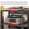 Movable Media Cabinet, 3/4-Tier Modern Audio Video Media Stand CD Rack TV Corner Shelf Stereo Component Cabinet with Height Adjustable Wooden Shelves for Home Office Theater, Black (Size : 3 Tier) view 3