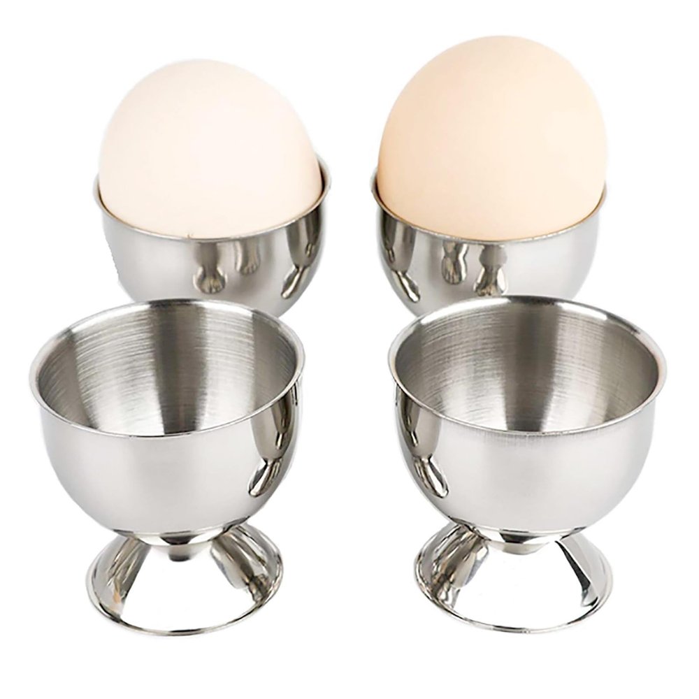 NFNSIG 4PCS Egg Cup, Silver Egg Cups, Stainless Steel Egg Holder, Small Egg Cup, Soft Boiled & Hard Boiled Egg Tray Kitchen Gadgets Tools