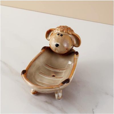 Soap Dish*Soap Box,Soap Tray,Ceramics Soap Dishes Soap Boxes for Bathroom Home Soap Dish Soap Container Creative Drain Rack for Key Storage Tray (Color : Cat) (Color : Cow) (Color : Cow) (Color : She