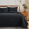 Lavsiry Black Quilt Twin Size with Pillow Sham, Summer Soft Geometric Pattern Bedspread, 2 Pieces Lightweight Coverlet Bedding Set for All Seasons view 1