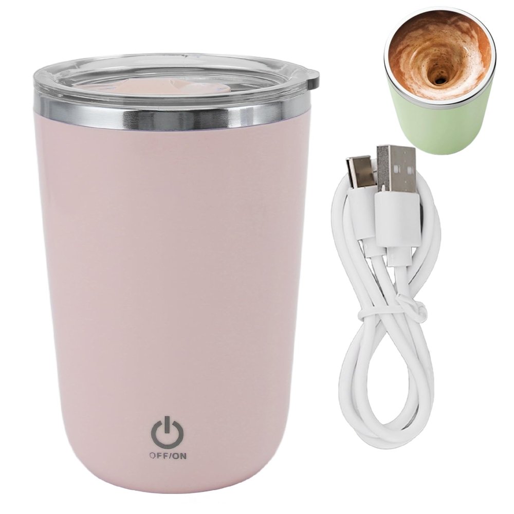 Electric Mixing Cup, 350ml Electric High Speed Mixing Cup, Self Stirring Mug, Self Stirring Coffee Mug Cup Automatic Magnetic Stirring Coffee Mug for Coffee, Milk, Cocoa and Other Beverages(pink)