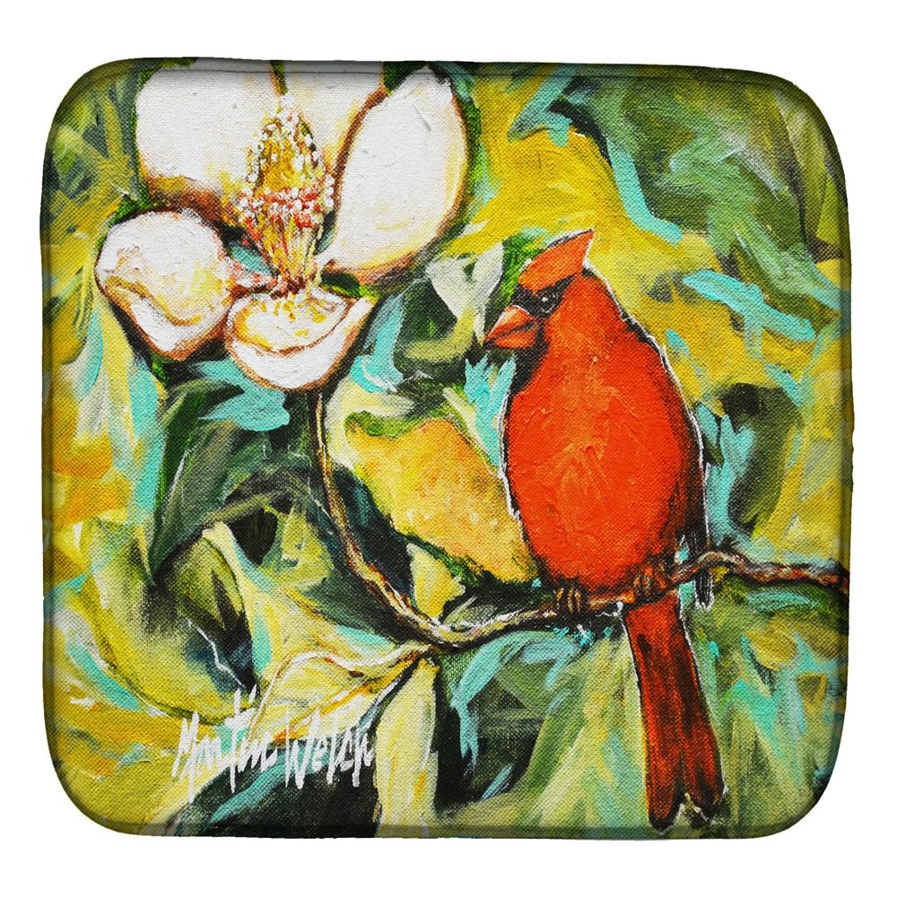 Caroline's Treasures Cardinal with Magnolia Dish Drying Mat Absorbent Dish Drying Mat Pad for Kitchen Counter Dish Drainer Mat for Countertop, 14 x 21", Multicolor