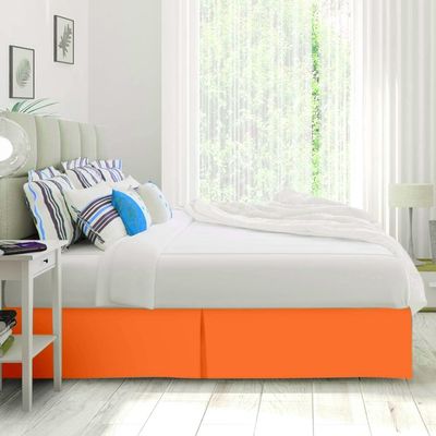 Texonic Split Corner Bed Skirt 13 Inch Drop Twin XL Size 100% Egyptian Cotton Wrinkle and Fade Resistant Long Staple Premium 600 Thread Count - Orange