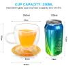 QHYK Double Wall Heart Shaped Coffee Mugs Set of 2, Espresso Glass Cups with Handle, for Coffee, Latte, Tea, Wine cup, Party, Gifts, 8oz/240Ml (with Exquisite Coasters) view 4